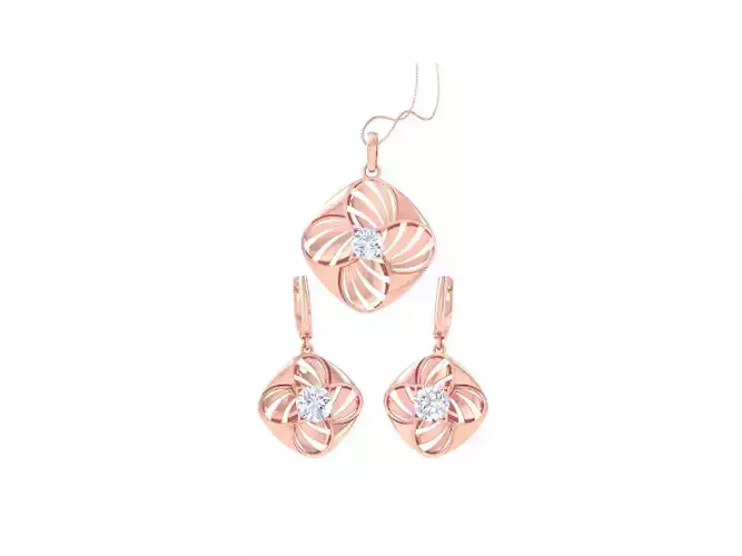 Solitaire Earring Pendant Set 3dm STL OBJ FBX Renders Details