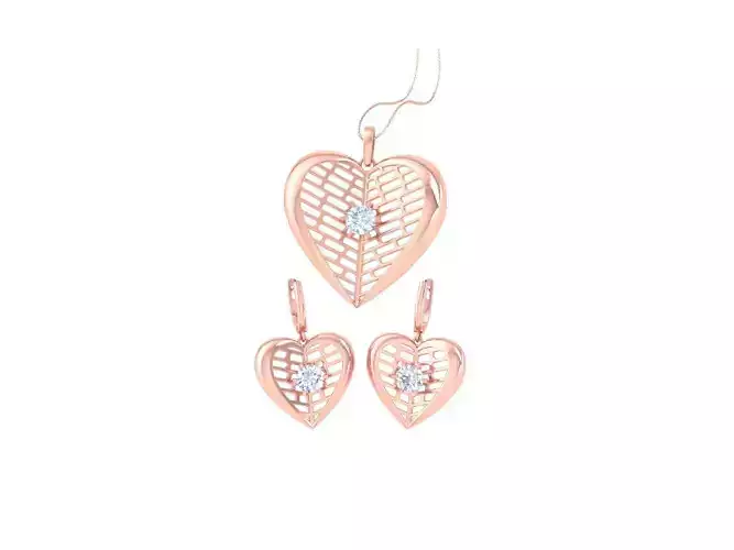Solitaire Earring Pendant Set 3dm STL OBJ FBX Renders Details