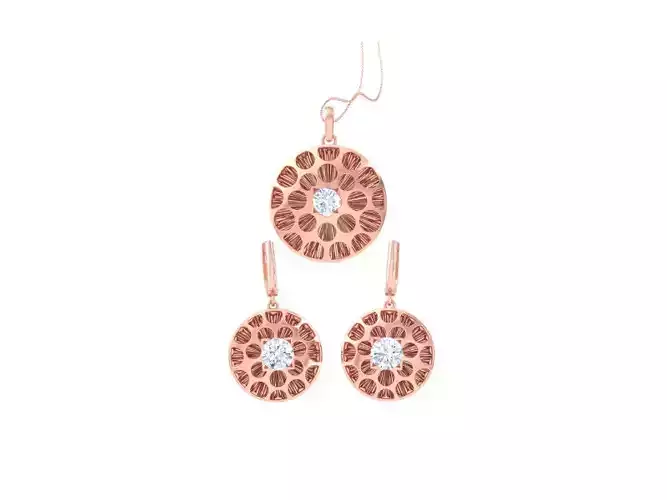 Solitaire Earring Pendant Set 3dm STL OBJ FBX Renders Details