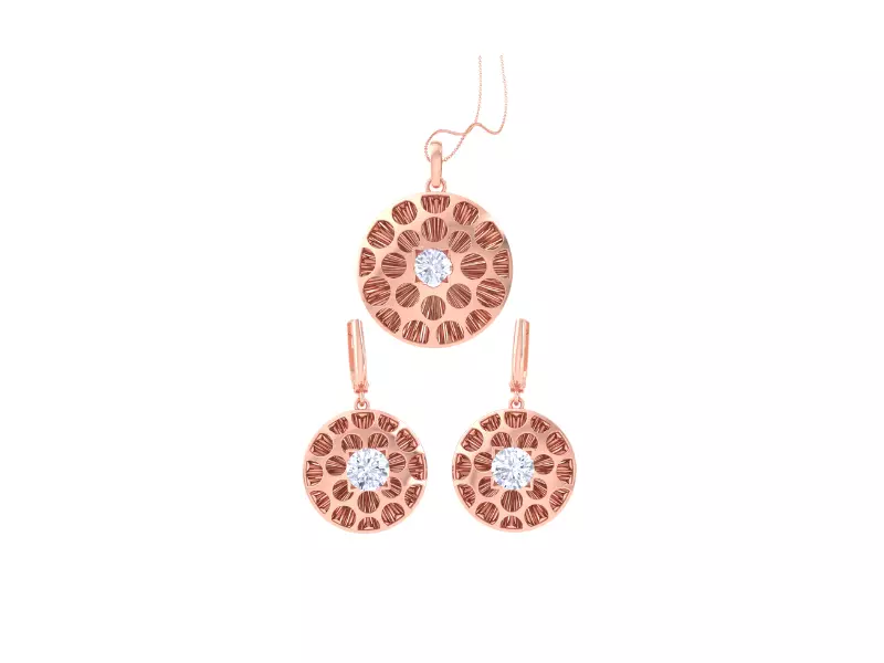 Solitaire Earring Pendant Set 3dm STL OBJ FBX Renders Details 3D print model_0