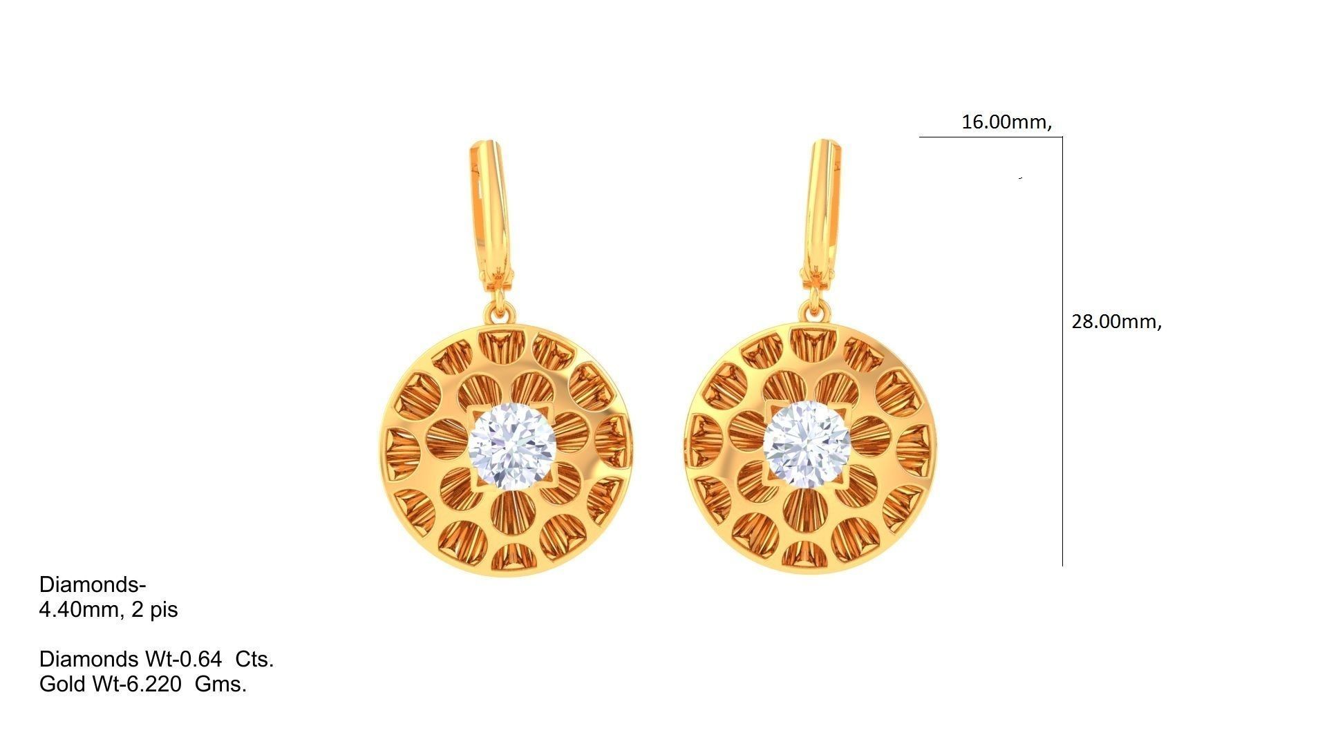 Solitaire Earring Pendant Set 3dm STL OBJ FBX Renders Details 3D print model_1