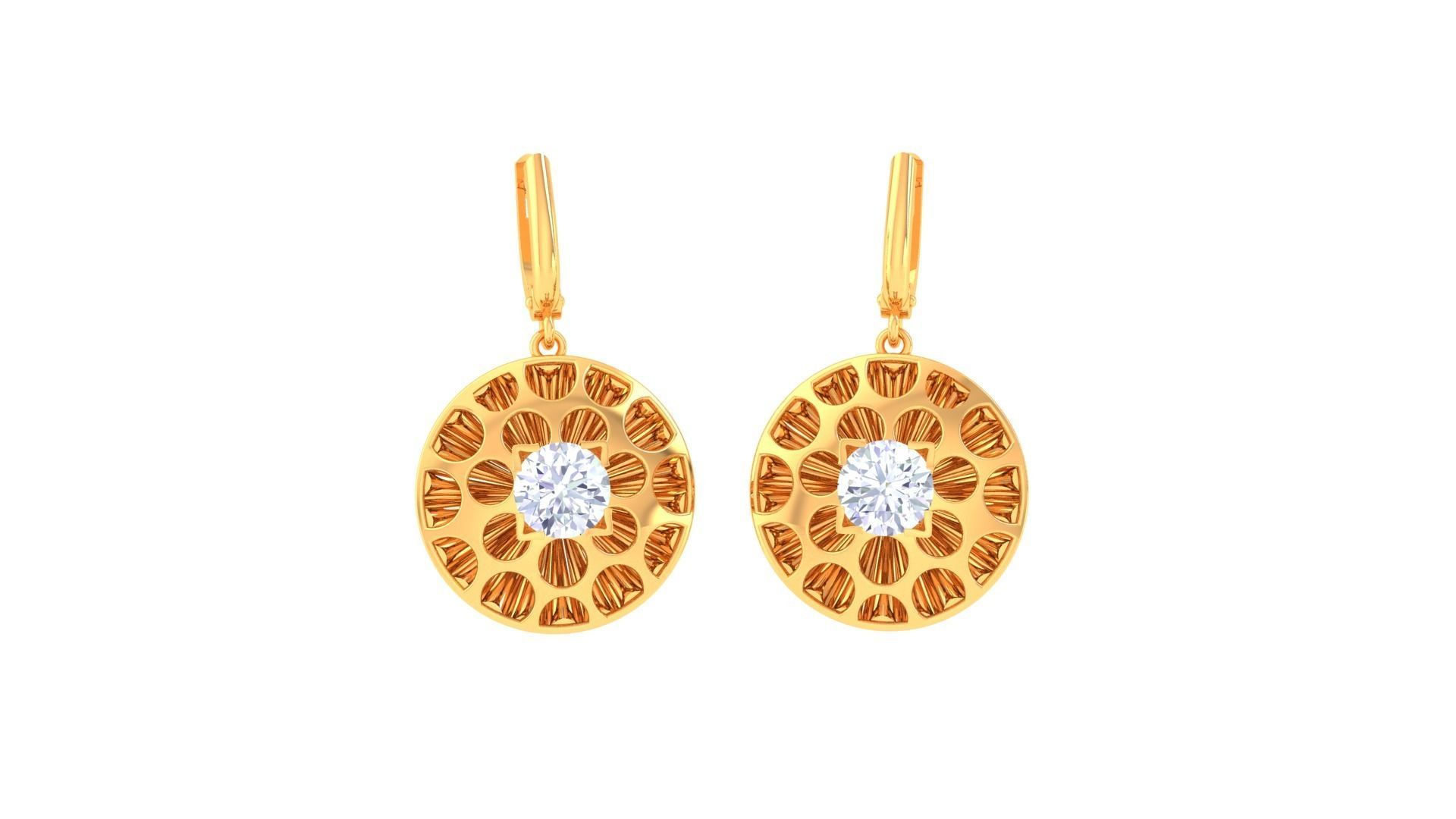 Solitaire Earring Pendant Set 3dm STL OBJ FBX Renders Details 3D print model_2