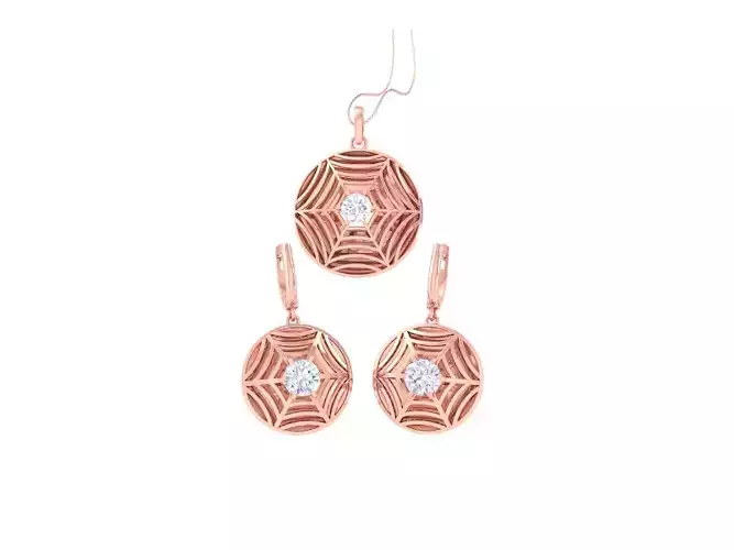 Solitaire Earring Pendant Set 3dm STL OBJ FBX Renders Details 3D print model