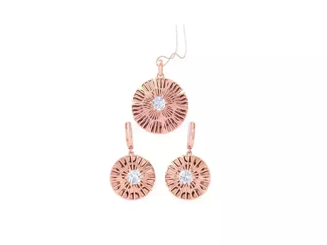 Solitaire Earring Pendant Set 3dm STL OBJ FBX Renders Details