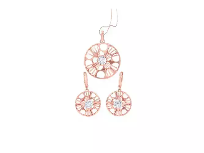 Solitaire Earring Pendant Set 3dm STL OBJ FBX Renders Details
