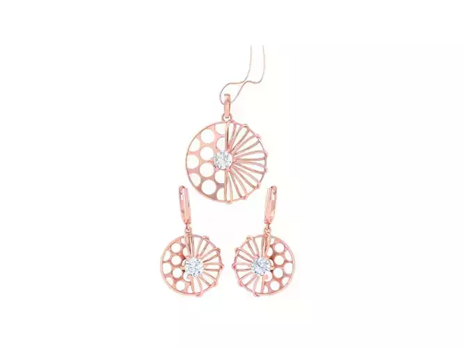 Solitaire Earring Pendant Set 3dm STL OBJ FBX Renders Details