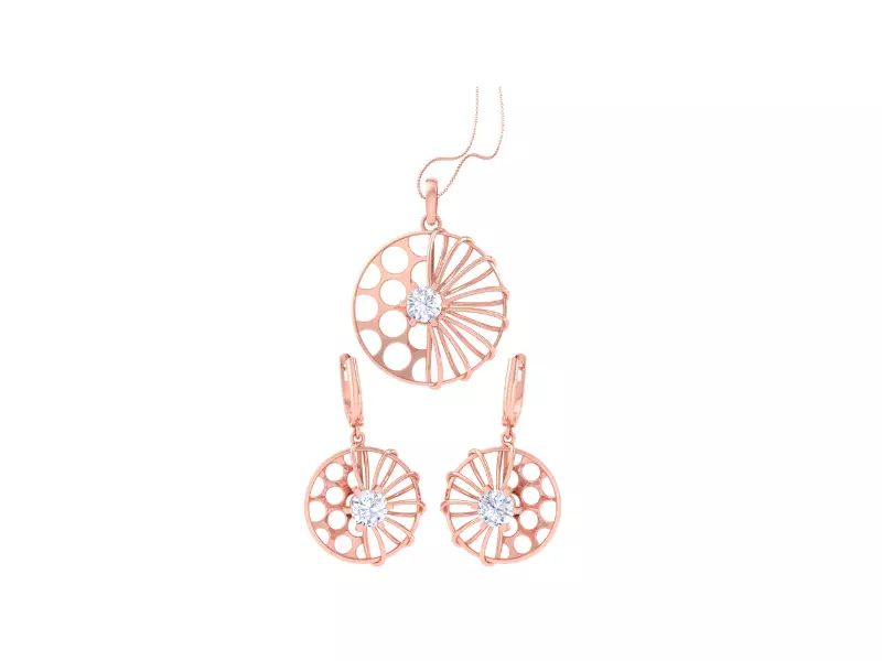 Solitaire Earring Pendant Set 3dm STL OBJ FBX Renders Details 3D print model_0