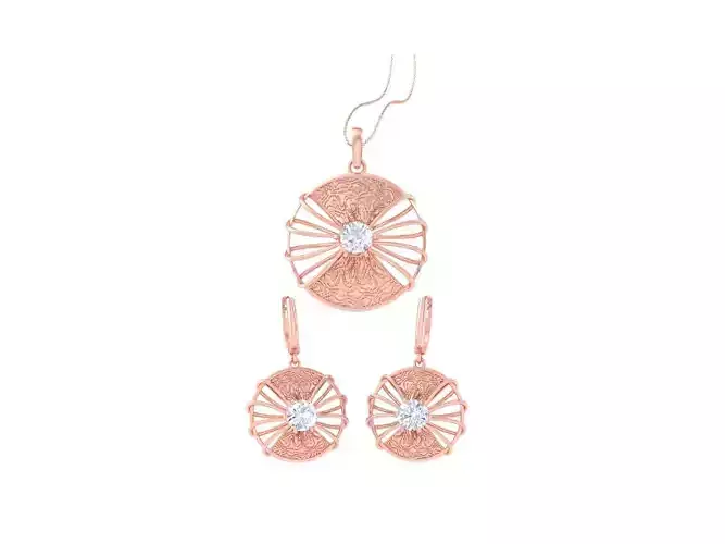 Solitaire Earring Pendant Set 3dm STL OBJ FBX Renders Details