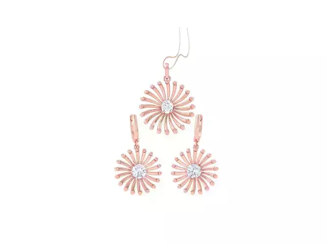 Solitaire Earring Pendant Set 3dm STL OBJ FBX Renders Details