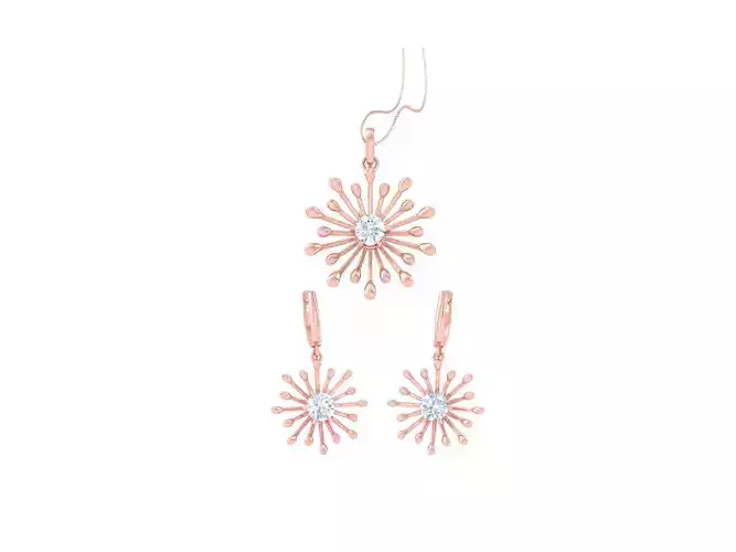 Solitaire Earring Pendant Set 3dm STL OBJ FBX Renders Details