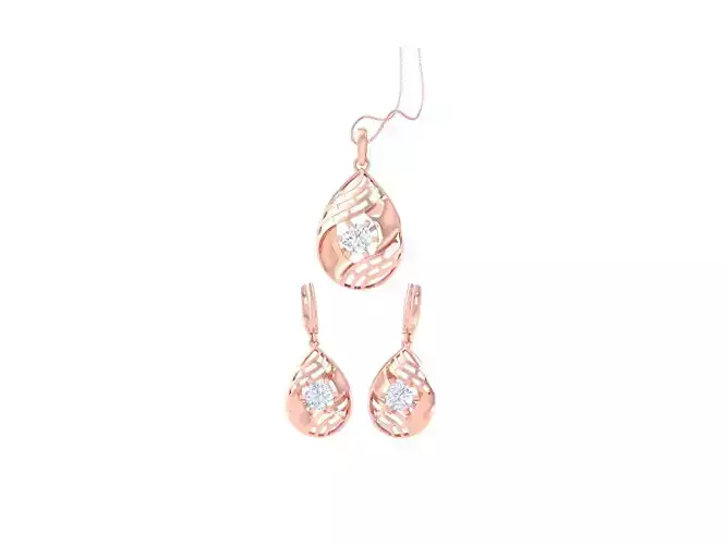 Solitaire Earring Pendant Set 3dm STL OBJ FBX Renders Details