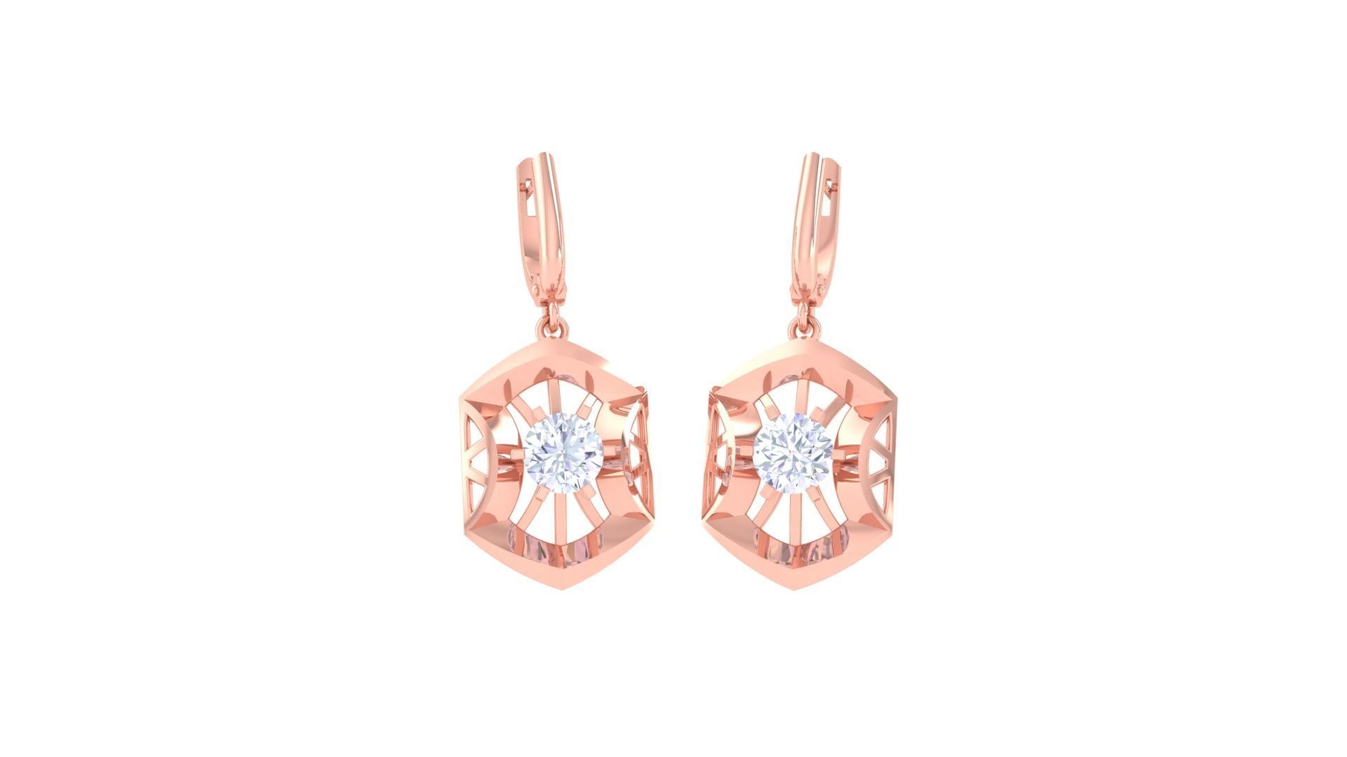 Solitaire Earring Pendant Set 3dm STL OBJ FBX Renders Details 3D print model_5