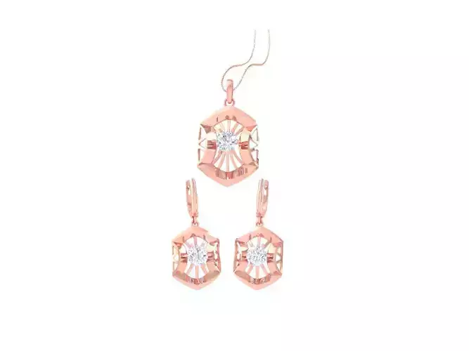 Solitaire Earring Pendant Set 3dm STL OBJ FBX Renders Details