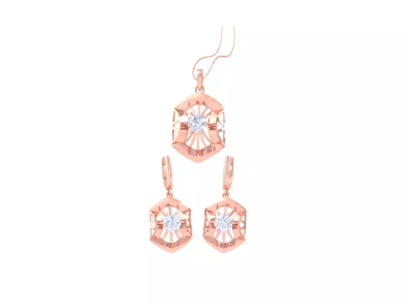 Solitaire Earring Pendant Set 3dm STL OBJ FBX Renders Details 3D print model_0