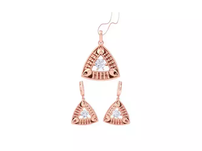 Solitaire Earring Pendant Set 3dm STL OBJ FBX Renders Details 3D print model