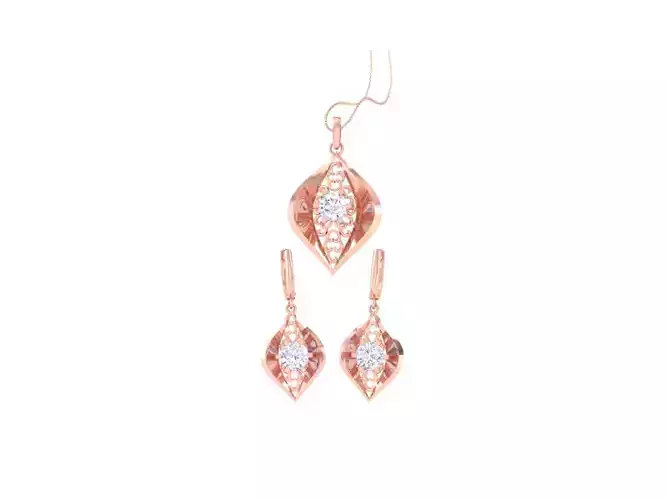 Solitaire Earring Pendant Set 3dm STL OBJ FBX Renders Details
