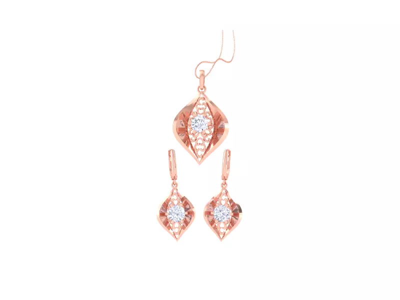 Solitaire Earring Pendant Set 3dm STL OBJ FBX Renders Details 3D print model_0