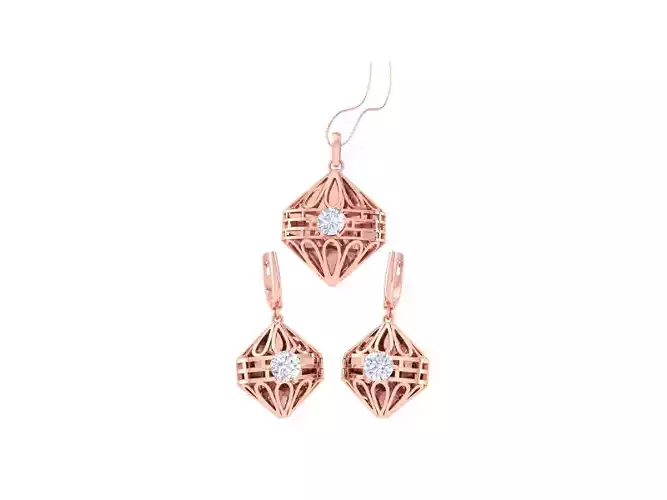 Solitaire Earring Pendant Set 3dm STL OBJ FBX Renders Details 3D print model