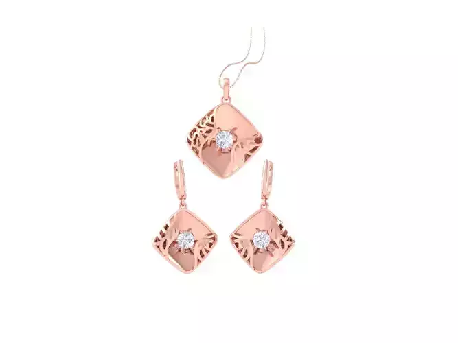 Solitaire Earring Pendant Set 3dm STL OBJ FBX Renders Details