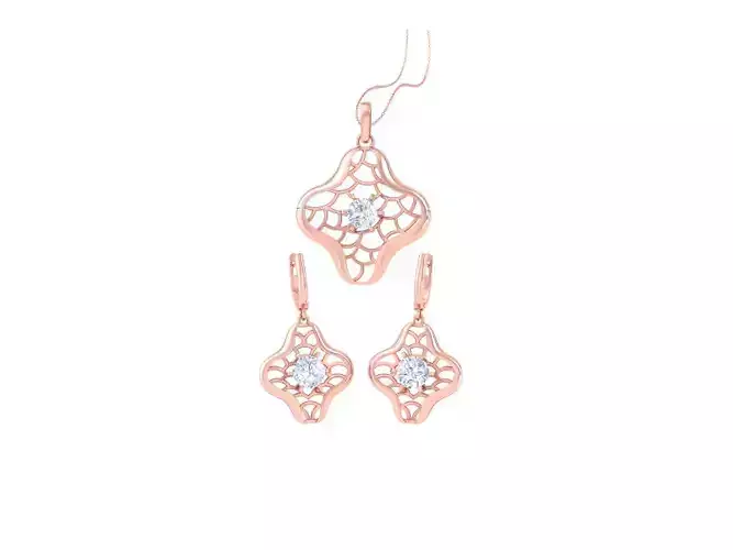 Solitaire Earring Pendant Set 3dm STL OBJ FBX Renders Details