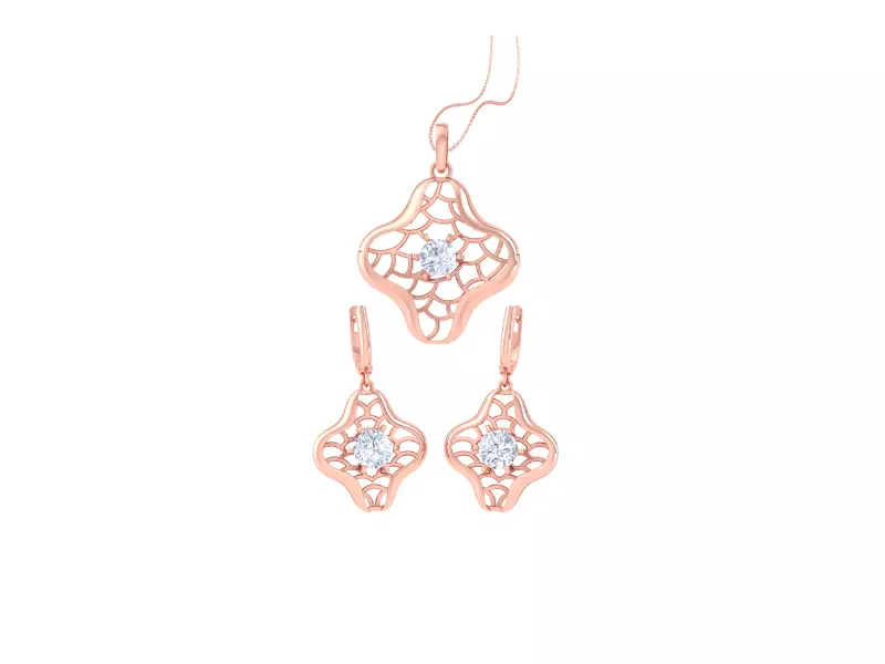 Solitaire Earring Pendant Set 3dm STL OBJ FBX Renders Details 3D print model_0