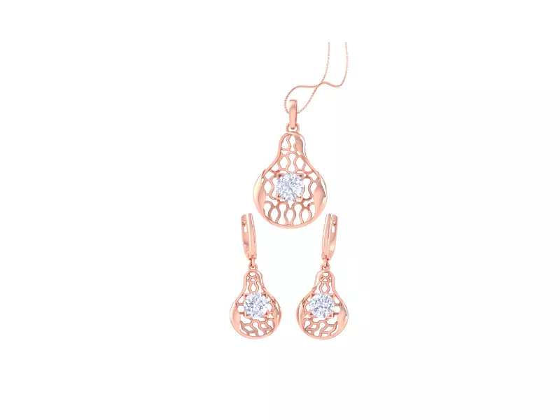 Solitaire Earring Pendant Set 3dm STL OBJ FBX Renders Details 3D print model_0