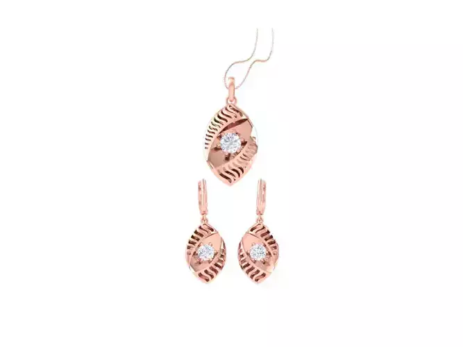 Solitaire Earring Pendant Set 3dm STL OBJ FBX Renders Details