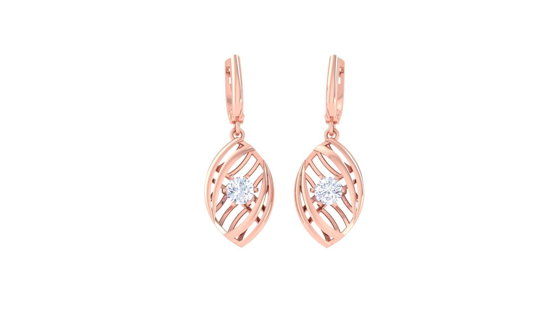 Solitaire Earring Pendant Set 3dm STL OBJ FBX Renders Details 3D print model_3