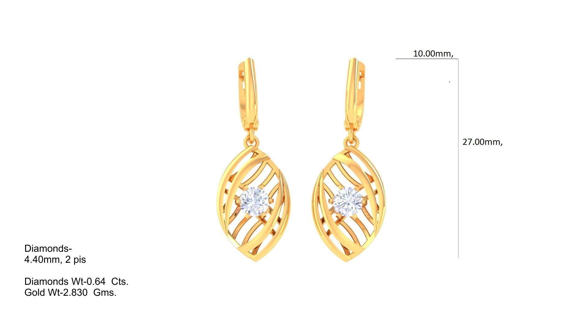 Solitaire Earring Pendant Set 3dm STL OBJ FBX Renders Details 3D print model_2