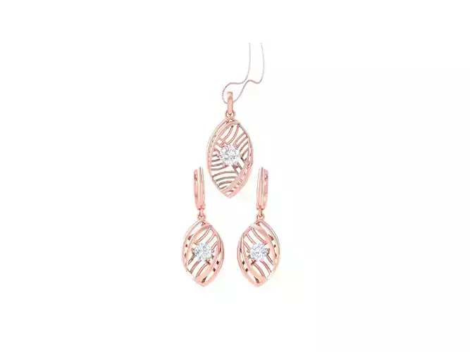 Solitaire Earring Pendant Set 3dm STL OBJ FBX Renders Details