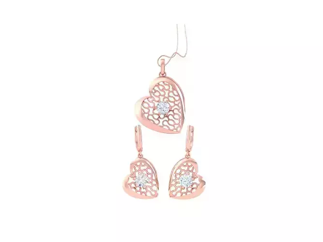 Solitaire Earring Pendant Set 3dm STL OBJ FBX Renders Details
