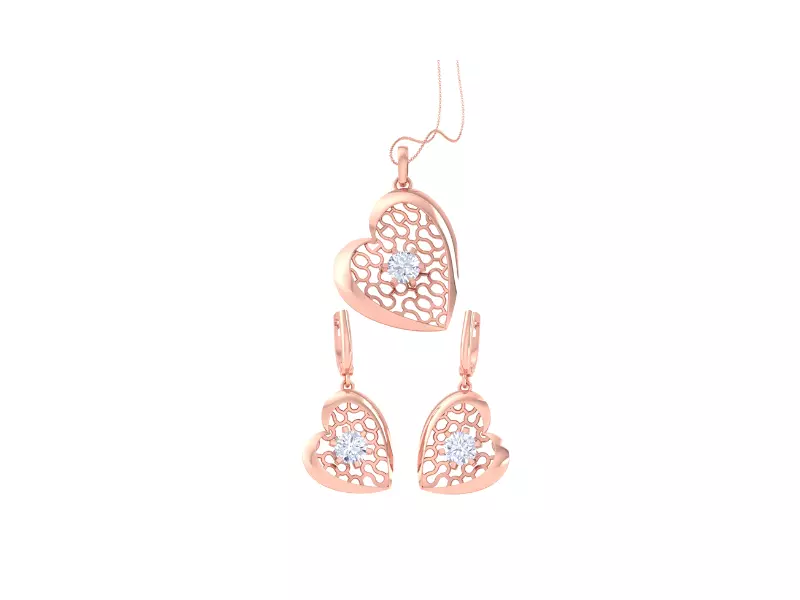 Solitaire Earring Pendant Set 3dm STL OBJ FBX Renders Details 3D print model_0