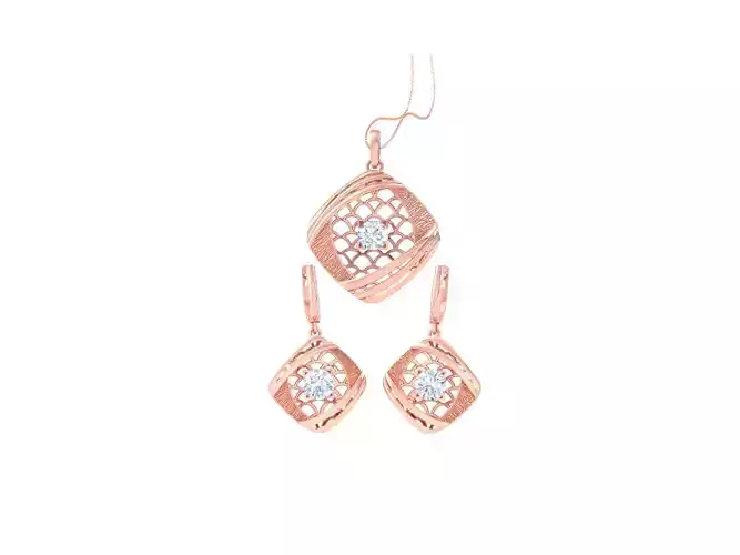 Solitaire Earring Pendant Set 3dm STL OBJ FBX Renders Details