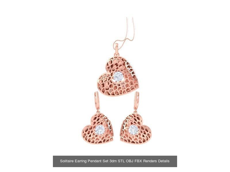 35 Solitaire Earring Pendant Set 3dm STL OBJ Details Collection _29
