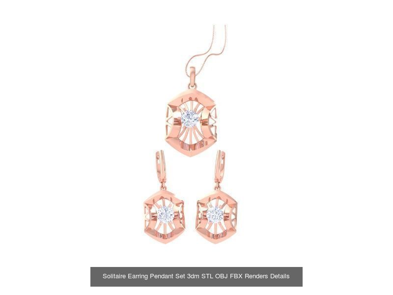 35 Solitaire Earring Pendant Set 3dm STL OBJ Details Collection _27
