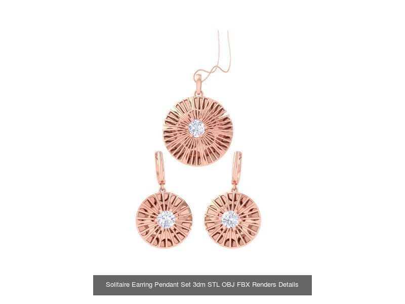 35 Solitaire Earring Pendant Set 3dm STL OBJ Details Collection _17