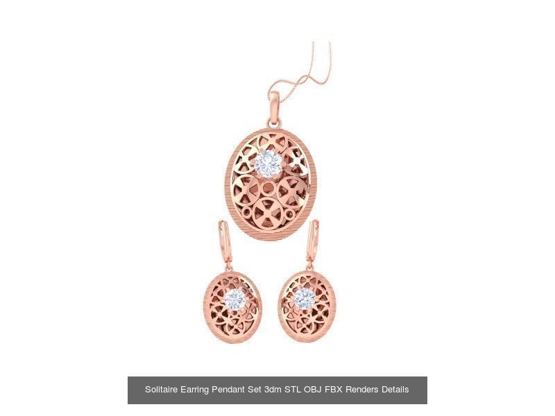 35 Solitaire Earring Pendant Set 3dm STL OBJ Details Collection _10