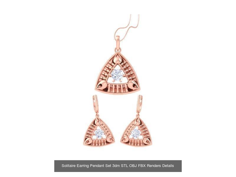 35 Solitaire Earring Pendant Set 3dm STL OBJ Details Collection _28