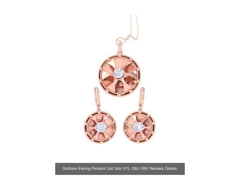 35 Solitaire Earring Pendant Set 3dm STL OBJ Details Collection _18
