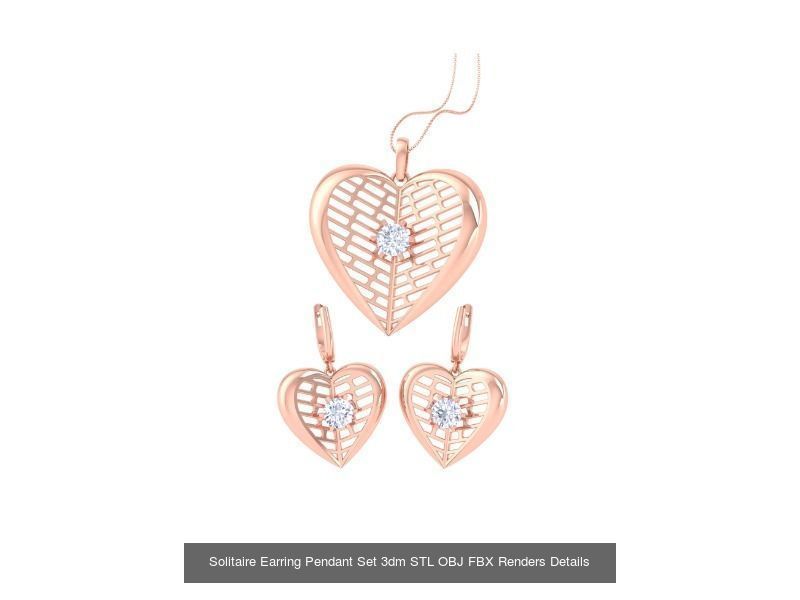 35 Solitaire Earring Pendant Set 3dm STL OBJ Details Collection _13
