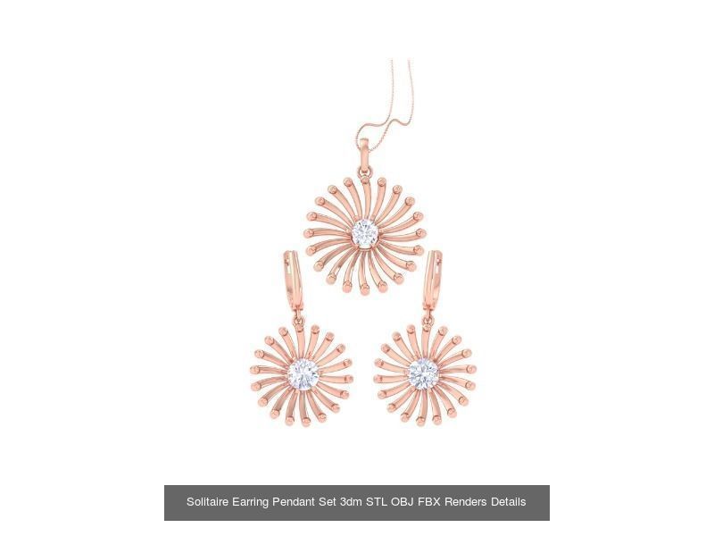 35 Solitaire Earring Pendant Set 3dm STL OBJ Details Collection _23