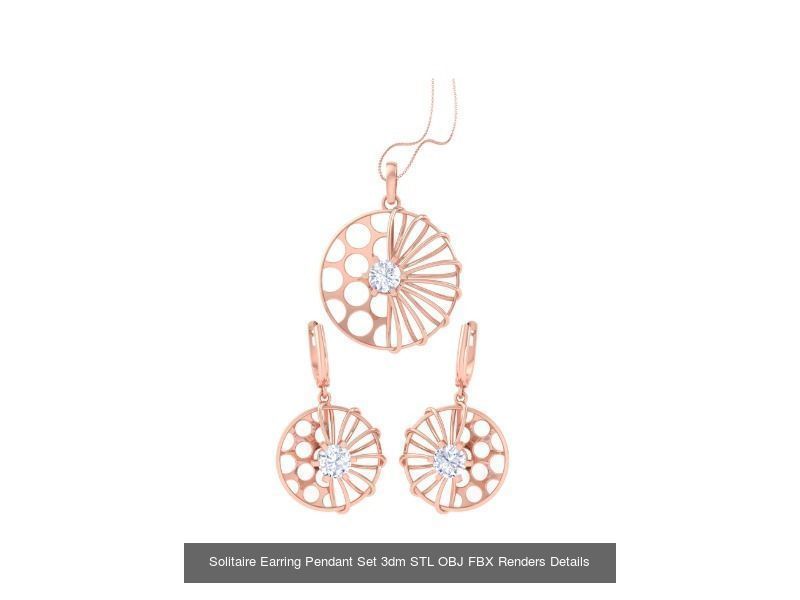 35 Solitaire Earring Pendant Set 3dm STL OBJ Details Collection _20