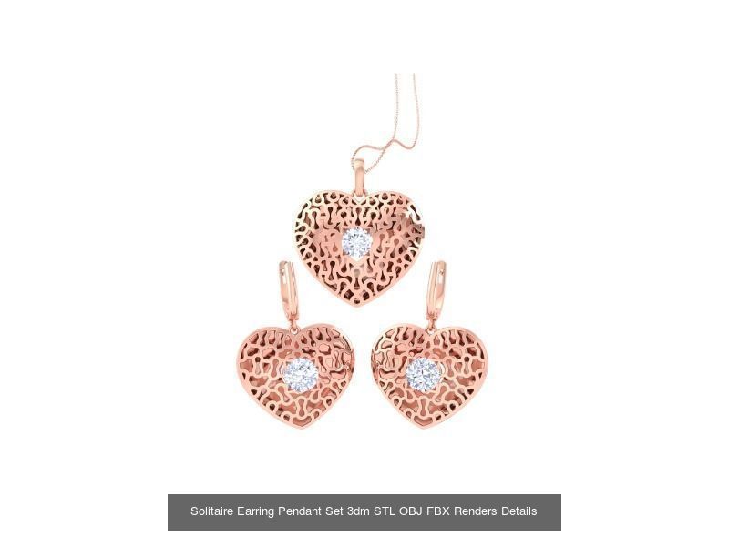 35 Solitaire Earring Pendant Set 3dm STL OBJ Details Collection _21