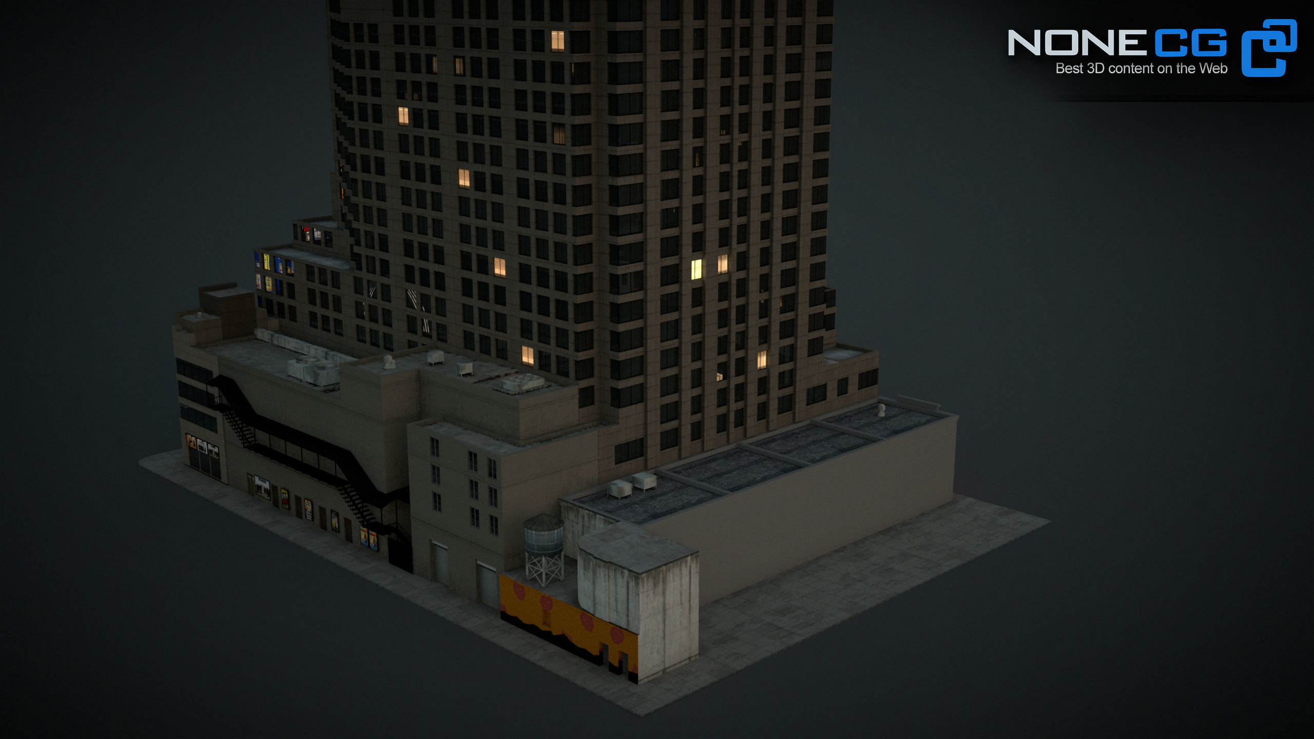 NYC Building 1685 Broadway Theater Low-poly 3D model_8