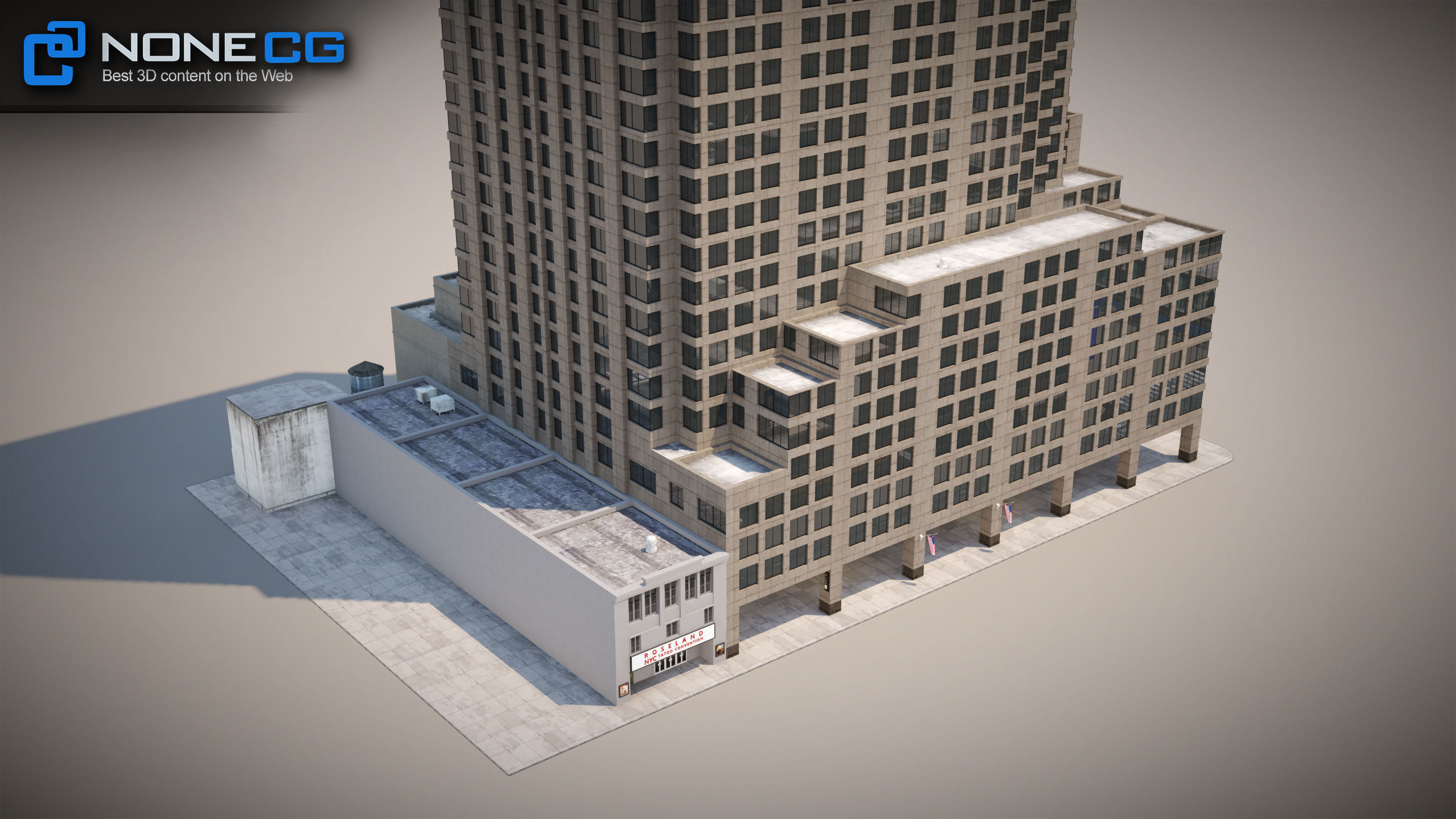 NYC Building 1685 Broadway Theater Low-poly 3D model_5