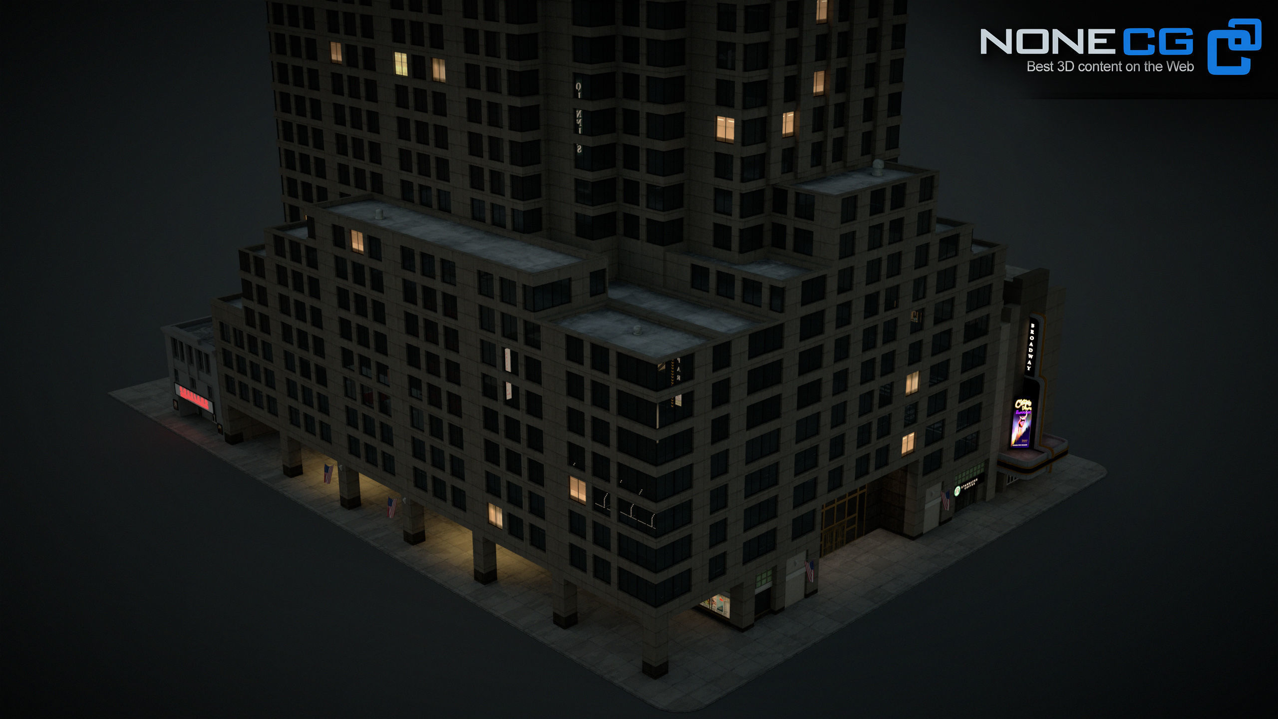 NYC Building 1685 Broadway Theater Low-poly 3D model_4