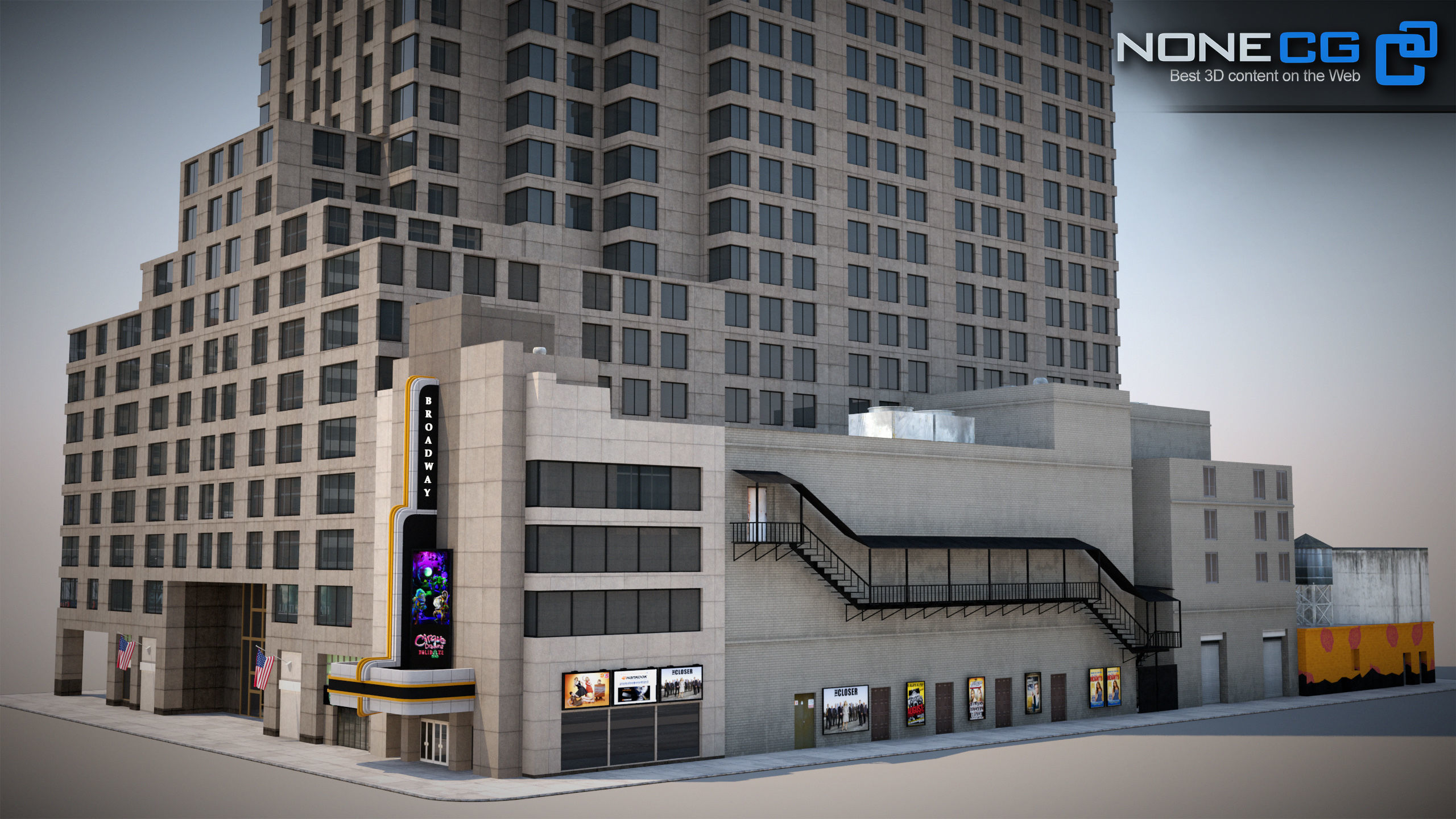 NYC Building 1685 Broadway Theater Low-poly 3D model_16