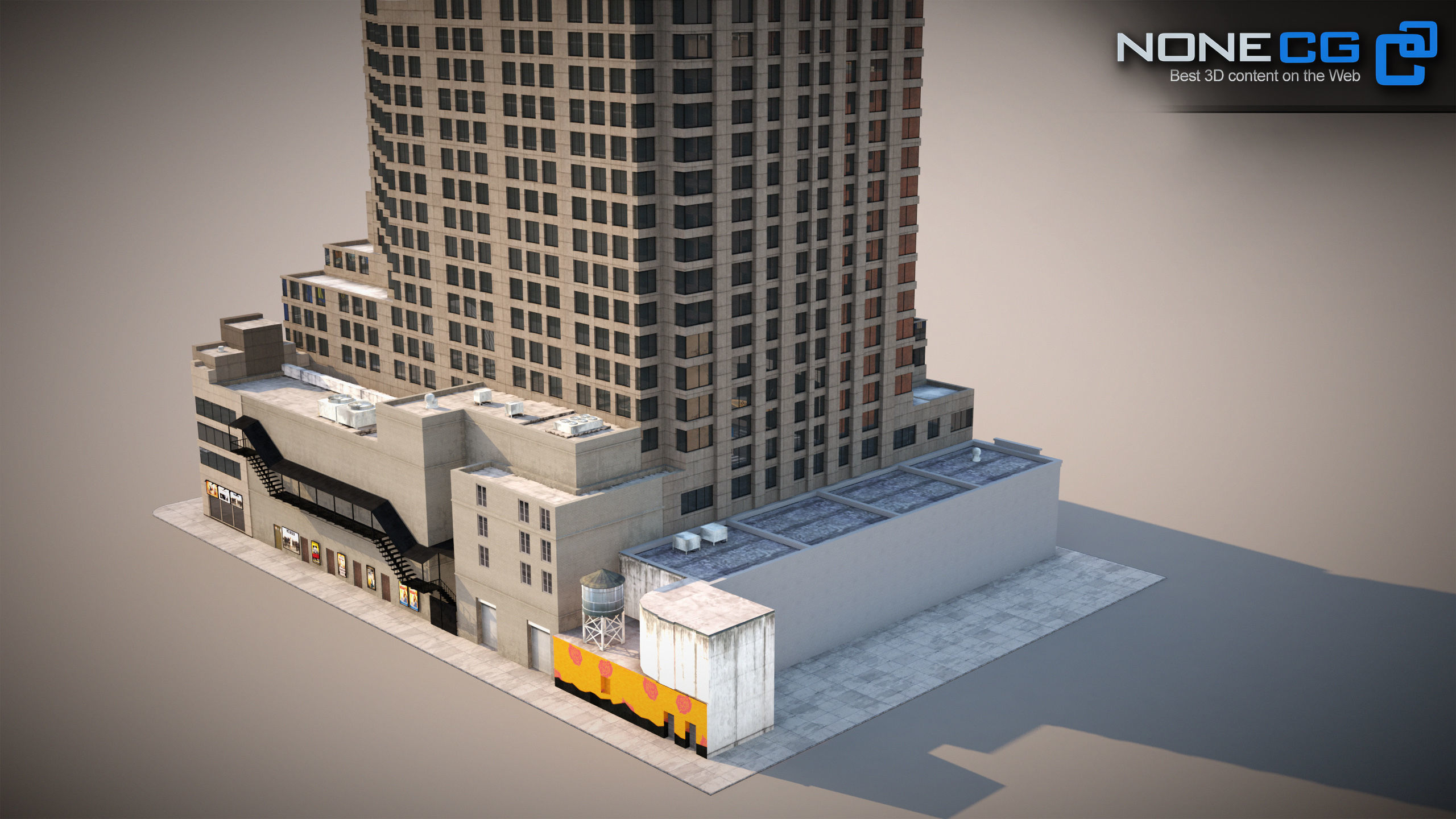 NYC Building 1685 Broadway Theater Low-poly 3D model_7