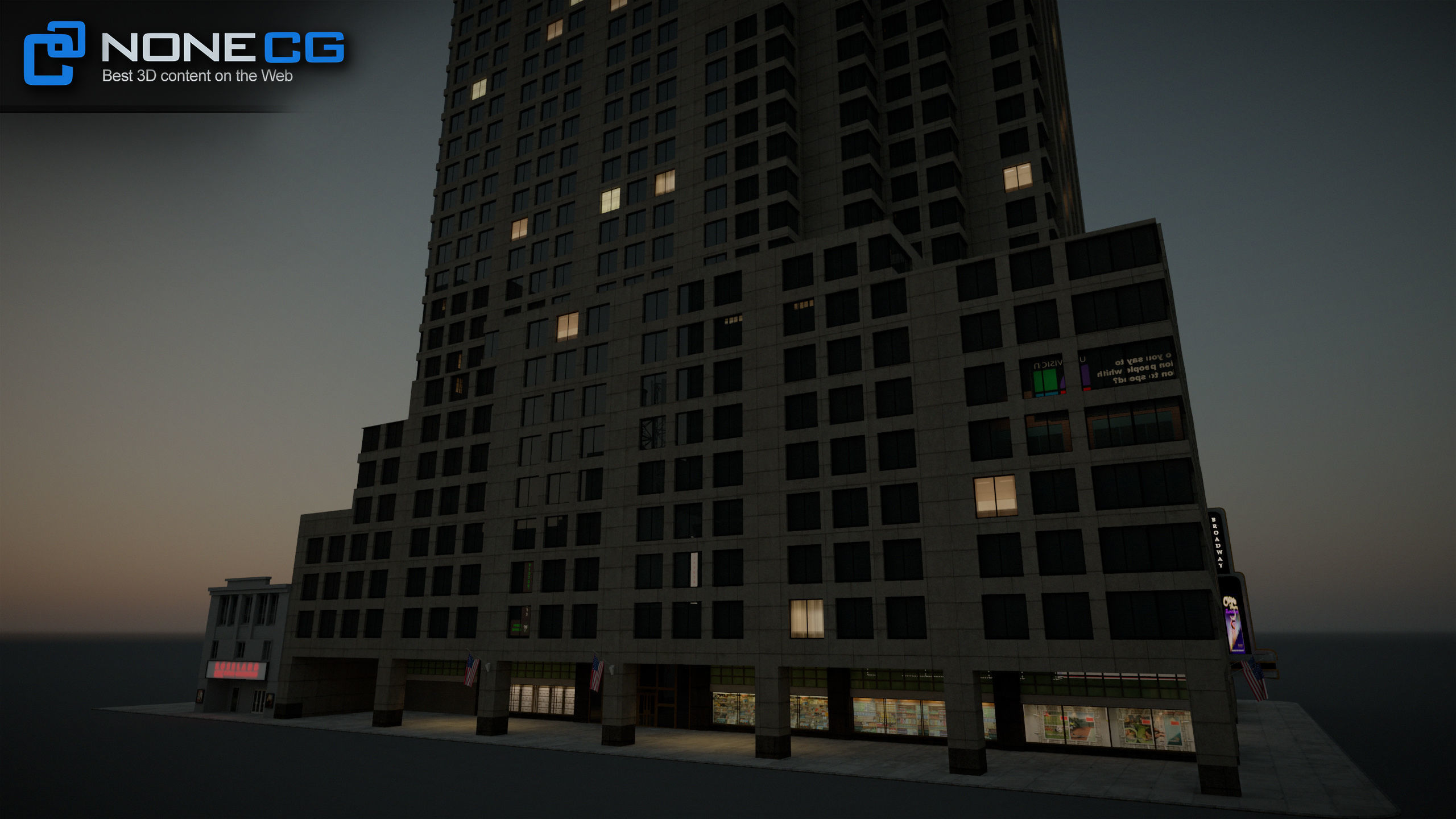 NYC Building 1685 Broadway Theater Low-poly 3D model_30