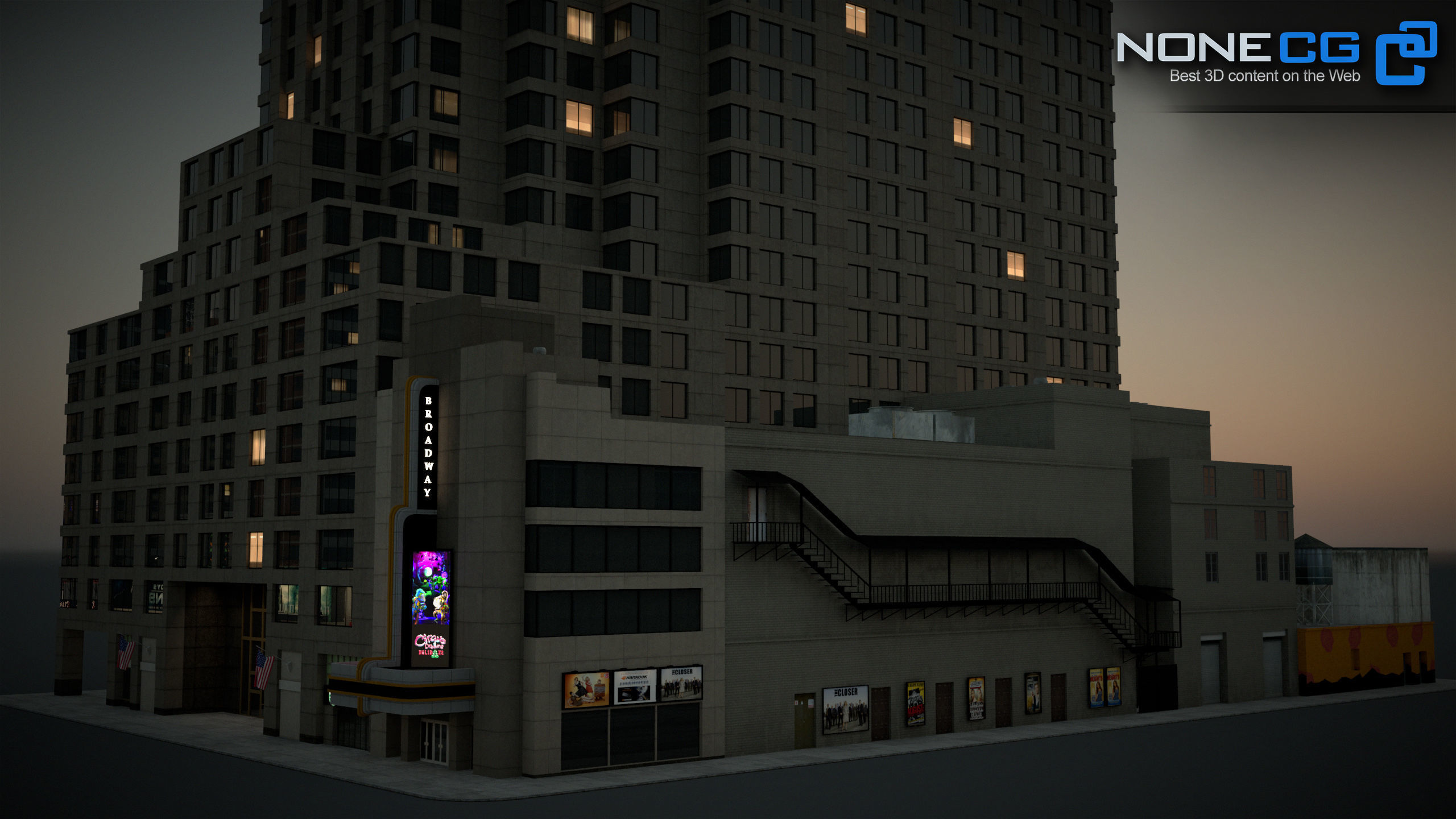 NYC Building 1685 Broadway Theater Low-poly 3D model_17